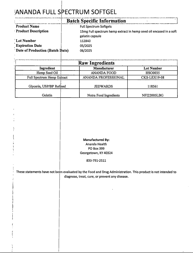 Ananda Hemp Full Spectrum CBD Softgels - thehemphaus