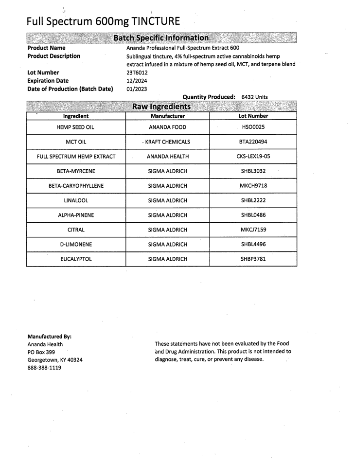 Ananda Hemp Full Spectrum CBD Oil - thehemphaus