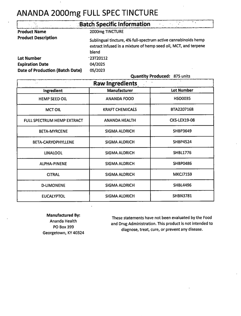 Ananda Hemp Full Spectrum CBD Oil - thehemphaus
