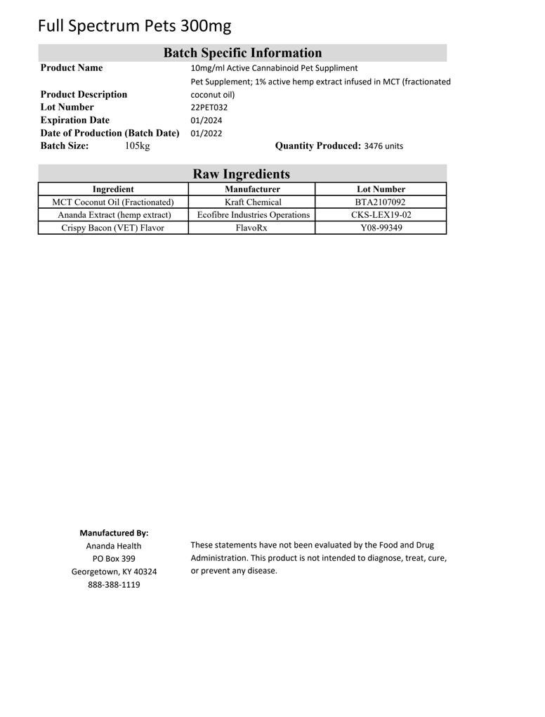 ANANDA PETS CBD FULL SPECTRUM HEMP EXTRACT TINCTURE - thehemphaus