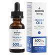 Load image into Gallery viewer, The front box and glass bottle of the Ananda Hemp Full Spectrum 600 CBD Rich Hemp Oil with 600mg of active cannabinoids, per 30mL bottle, 20mg active cannabinoids per serving. Serving size: 1mL (1 dropperful).
 - thehemphaus