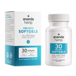 Load image into Gallery viewer, The front box and bottle of the Ananda Hemp Full Spectrum CBD Softgels. You get 30 full spectrum softgels totaling 450mg in every bottle. Each 15mg softgel is loaded with Ananda’s premium active cannabinoids.
 - thehemphaus