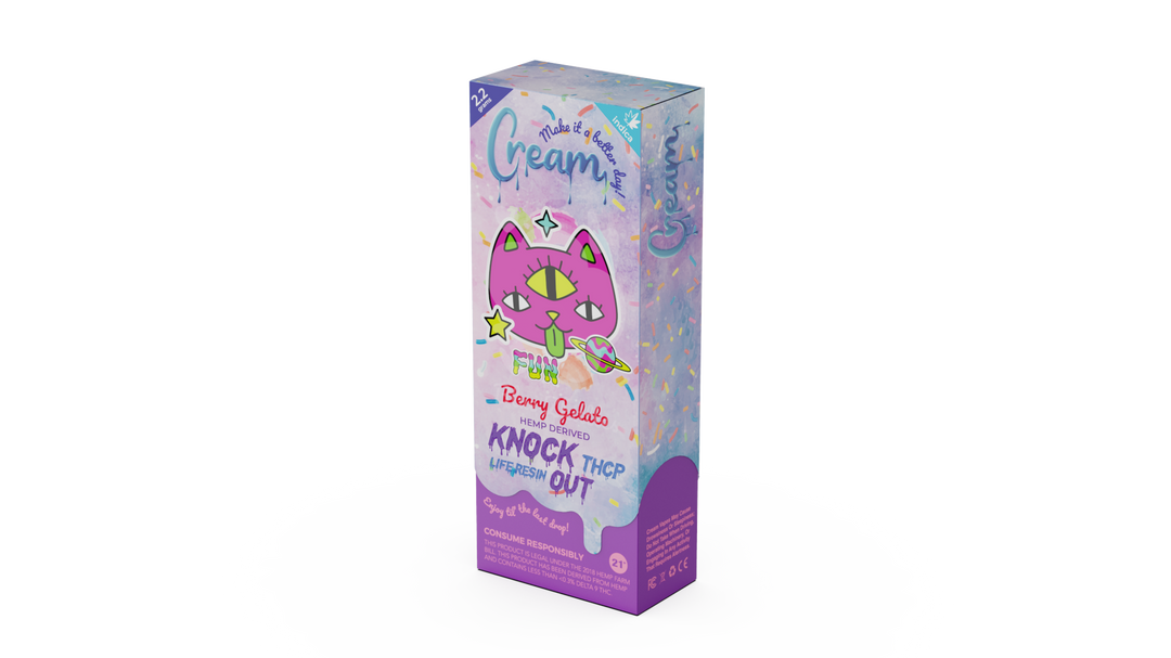 Cream Knock Out THCP Live Resin Disposable Rechargeable Vape - Berry Gelato Indica Strain - 2.2 grams - thehemphaus