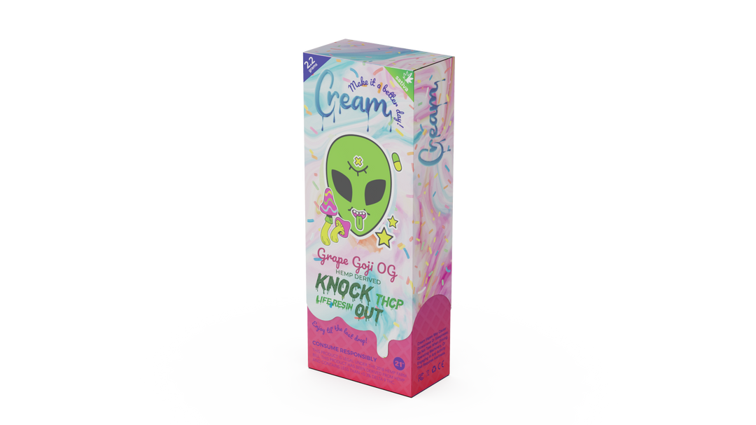Cream Knock Out THCP Live Resin Disposable Rechargeable Vape - Grape Goji OG Sativa Strain - 2.2 grams - thehemphaus