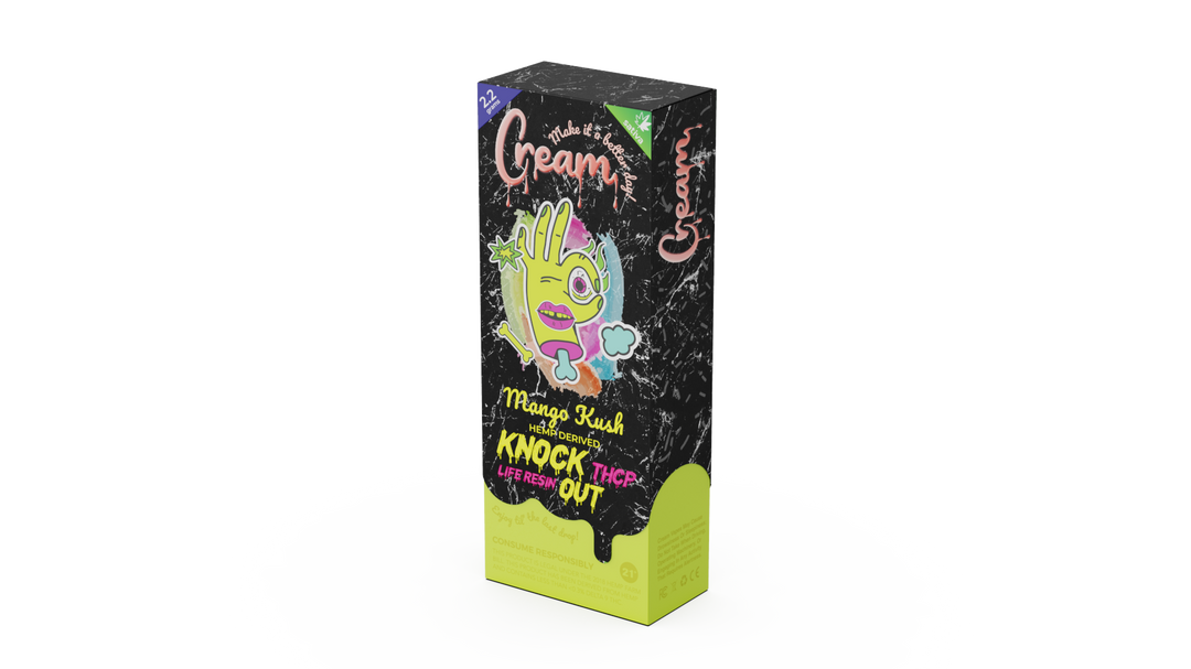 Cream Knock Out THCP Live Resin Disposable Rechargeable Vape - Mango Kush Sativa Strain - 2.2 grams - thehemphaus