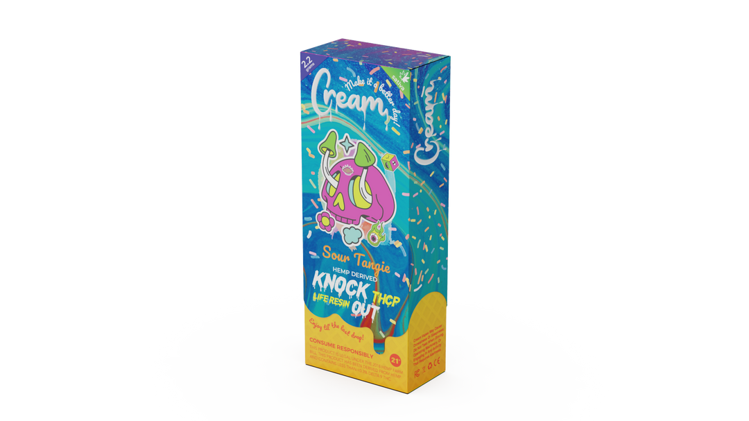 Cream Knock Out THCP Live Resin Disposable Rechargeable Vape - Sour Tangie Sativa Strain - 2.2 grams - thehemphaus