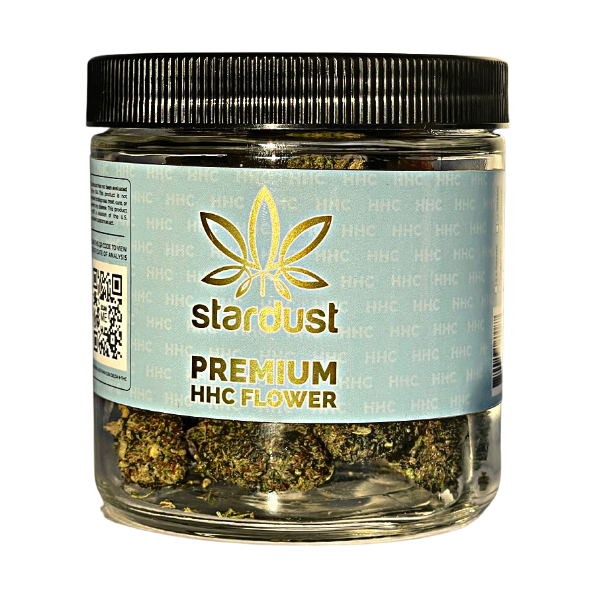 1 ounce jar of Premium HHC flower from Stardust Hemp - thehemphaus