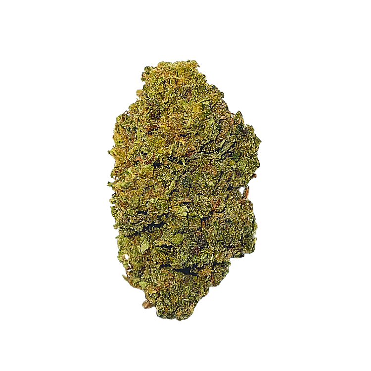 One bud of organic light assisted Delta 8 THC flower, Cherry Cheesecake strain by Stardust Hemp available at The Hemp Haus CBD Store and Delta 8 Store.  - thehemphaus