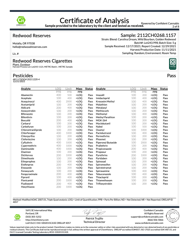Redwood Reserves Menthol CBD Cigarettes - Free Shipping ( use code: SHIP ) - thehemphaus