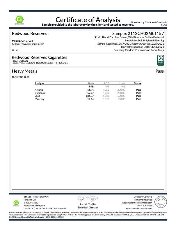 Redwood Reserves Menthol CBD Cigarettes - Free Shipping ( use code: SHIP ) - thehemphaus