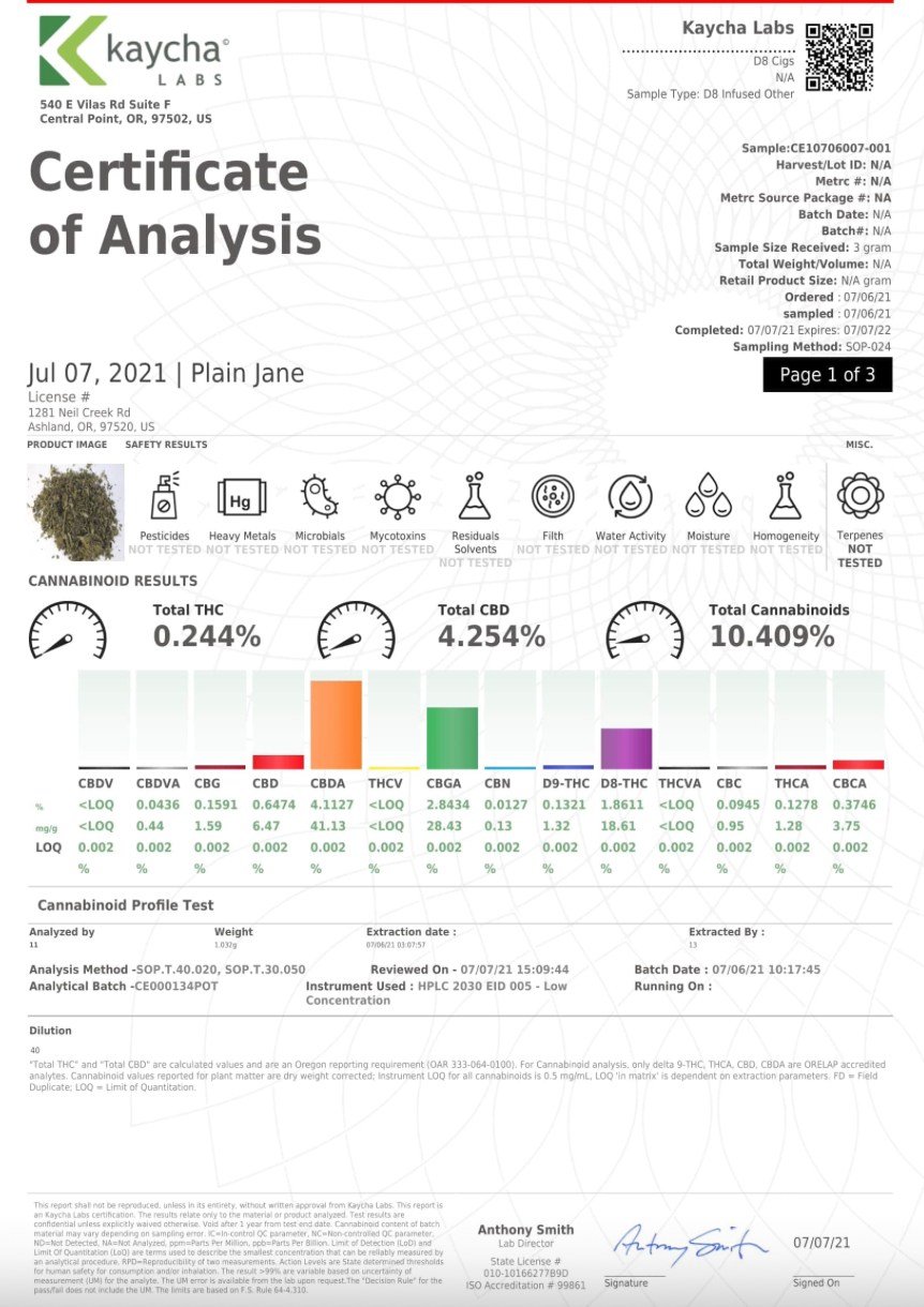 Plain Jane Delta 8 Cigarettes - Free Shipping ( use code: SHIP ) - thehemphaus