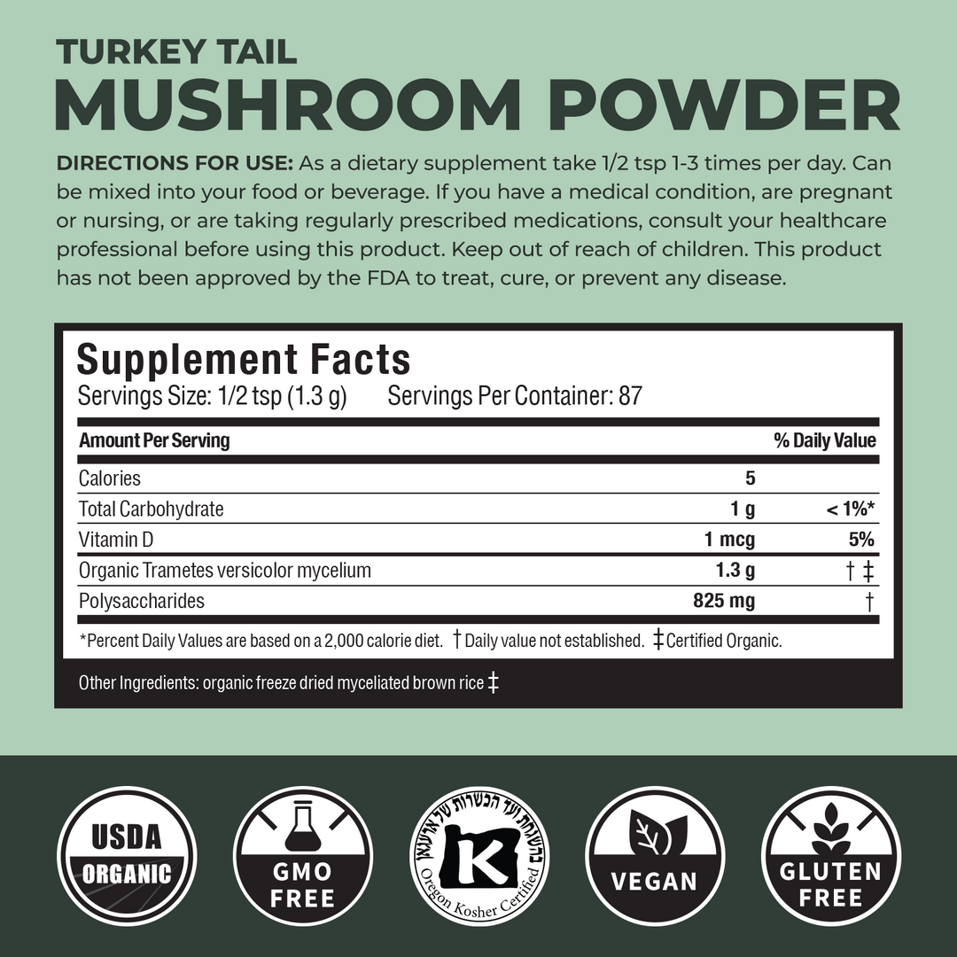 Supplement Facts for Turkey Tail mushroom powder - thehemphaus
